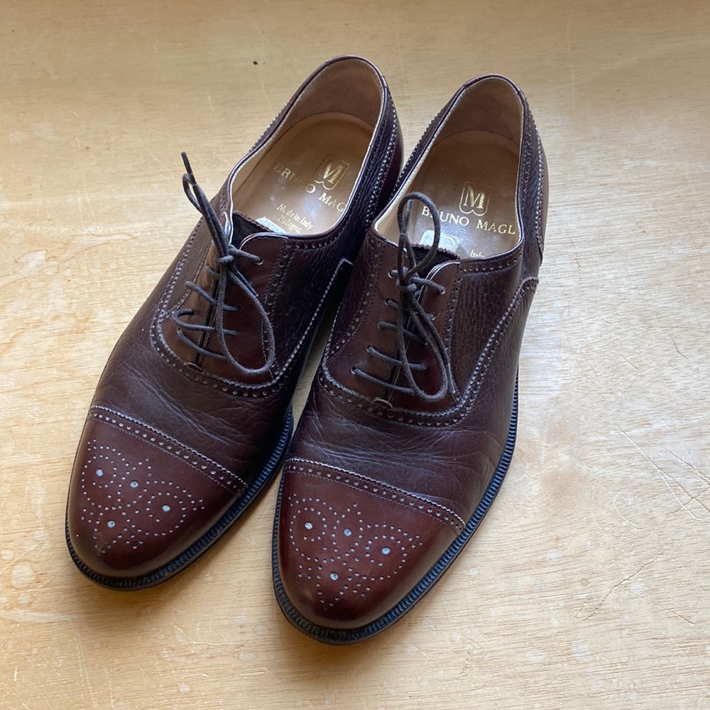 Bruno Magli Charles Men’s Italian Shoes Brown Leather Size 7 1/2